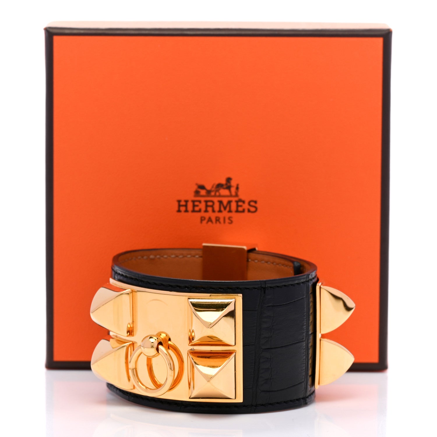 Hermes Matte Alligator Collier De Chien CDC Bracelet S Black 7 of 7