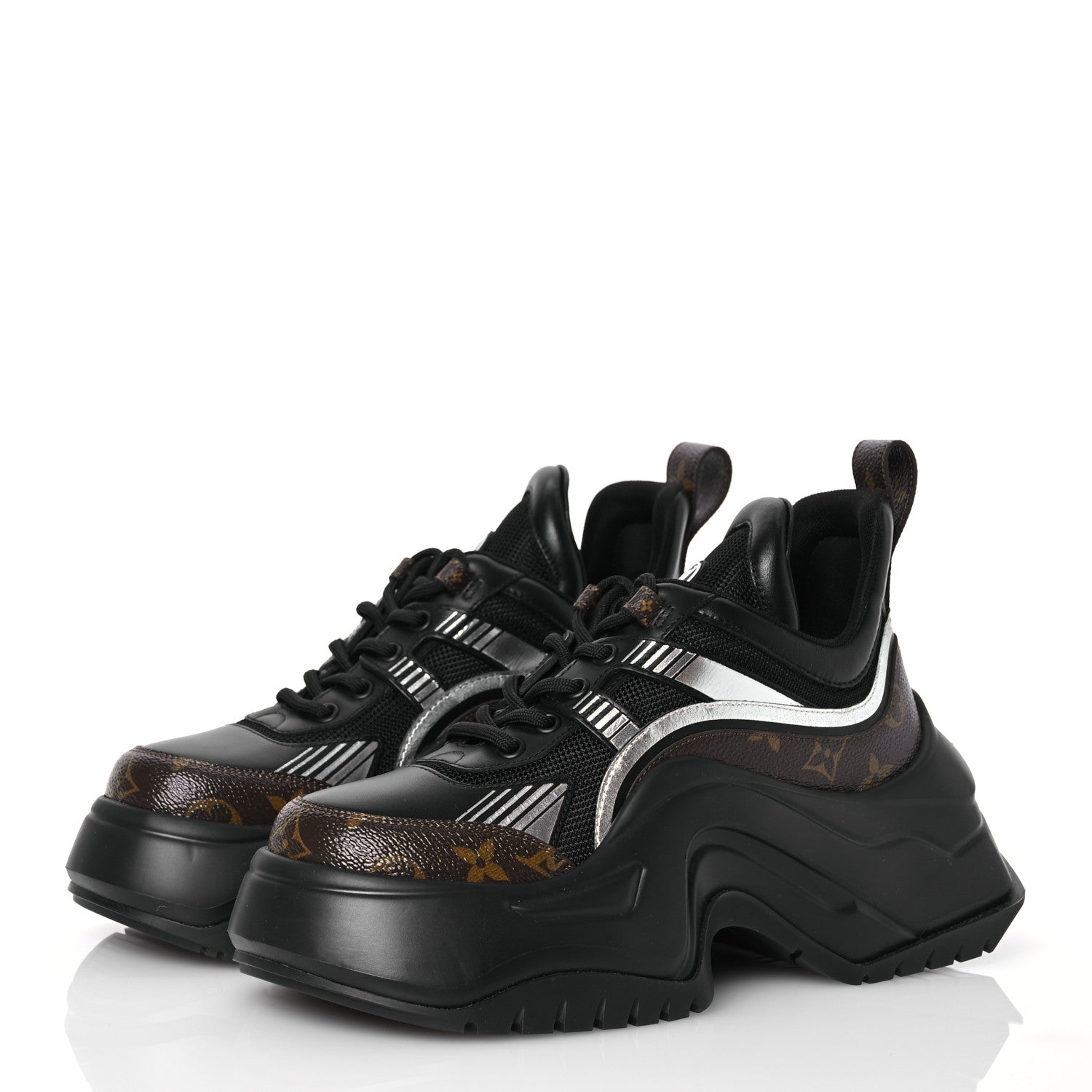 Louis Vuitton Calfskin Monogram LV Archlight 2.0 Platform Sneakers 38 Black 3 of 12