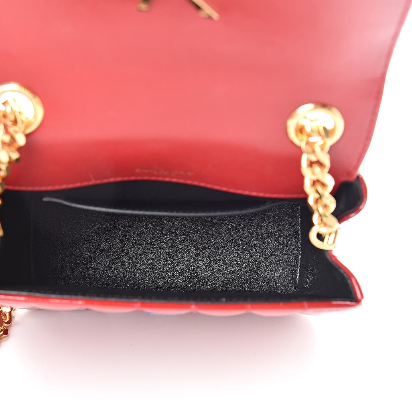 Patent Matelasse Monogram Small Vicky Chain Bag Red