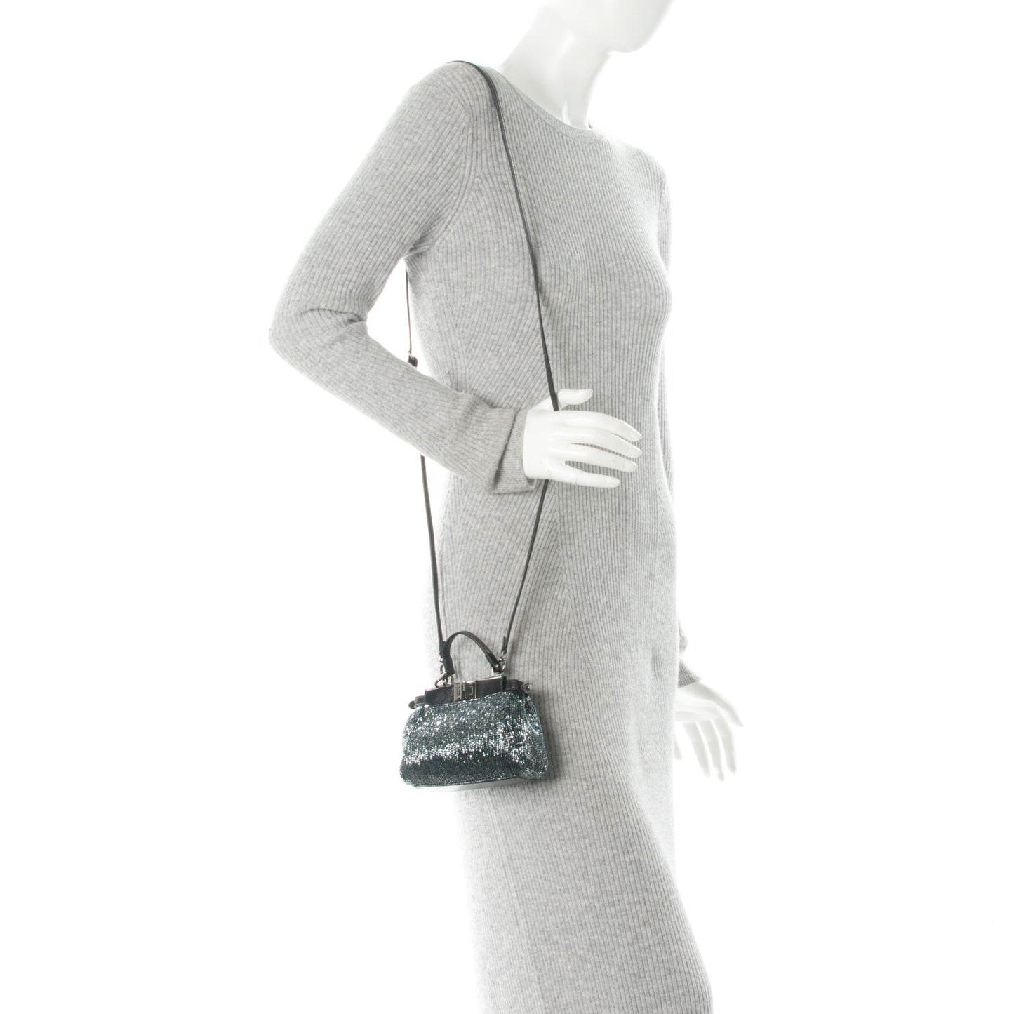 Laminated Goatskin Beaded Micro Peekaboo Iconic Satchel Canna di Fucile Black