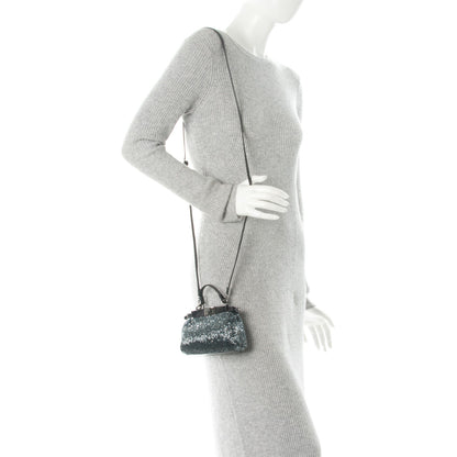 Fendi Laminated Goatskin Beaded Micro Peekaboo Iconic Satchel Canna di Fucile Black 2 of 7