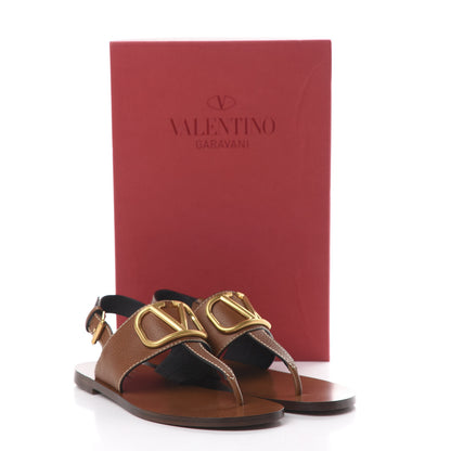 Valentino Garavani Grainy Cowhide Vlogo Slingback Flat Thong Sandals 37 Cuoio 8 of 8