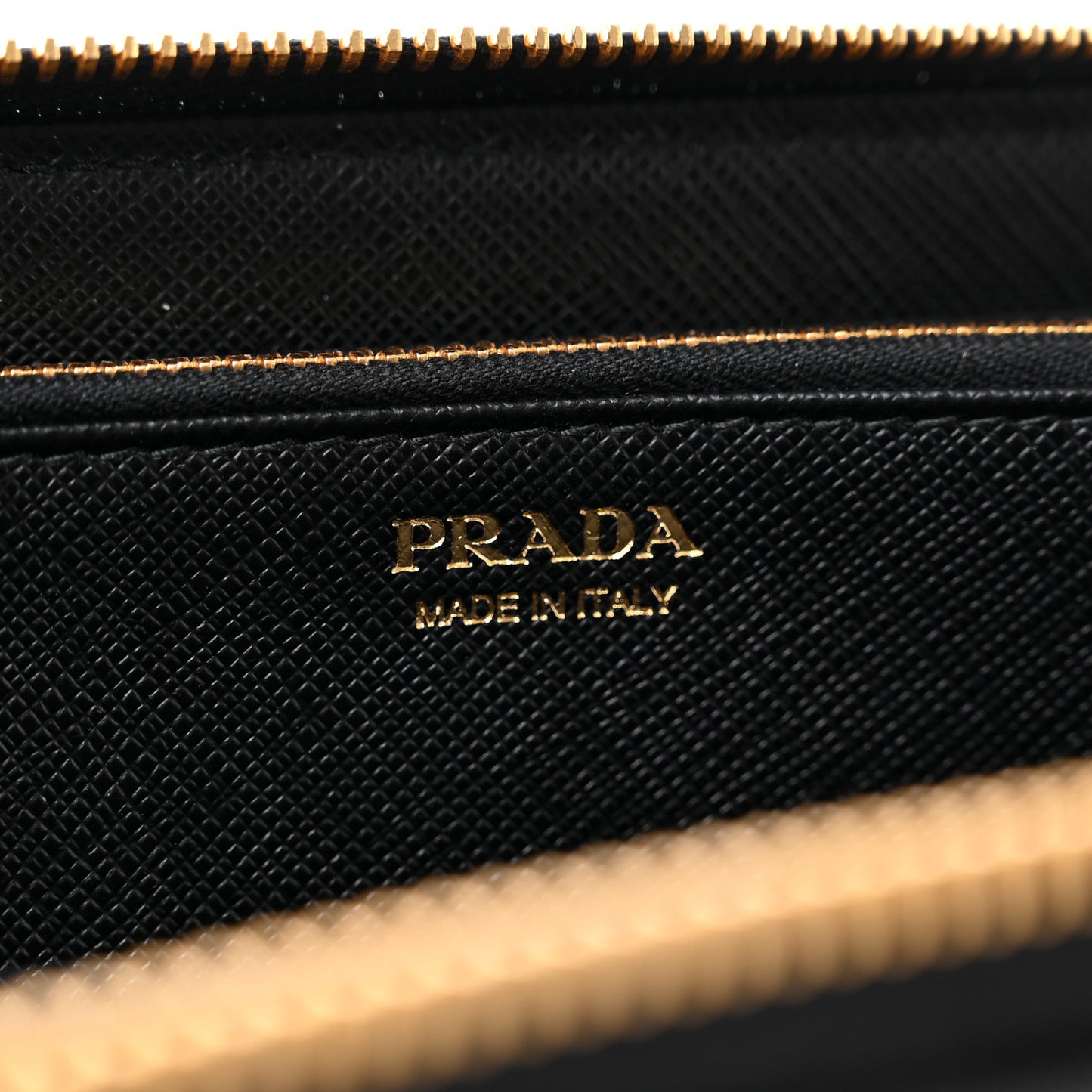 Saffiano Triangle Zip Around Wallet Black