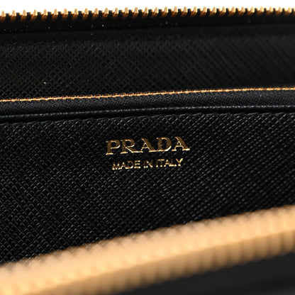 Prada Saffiano Triangle Zip Around Wallet Black 6 of 6
