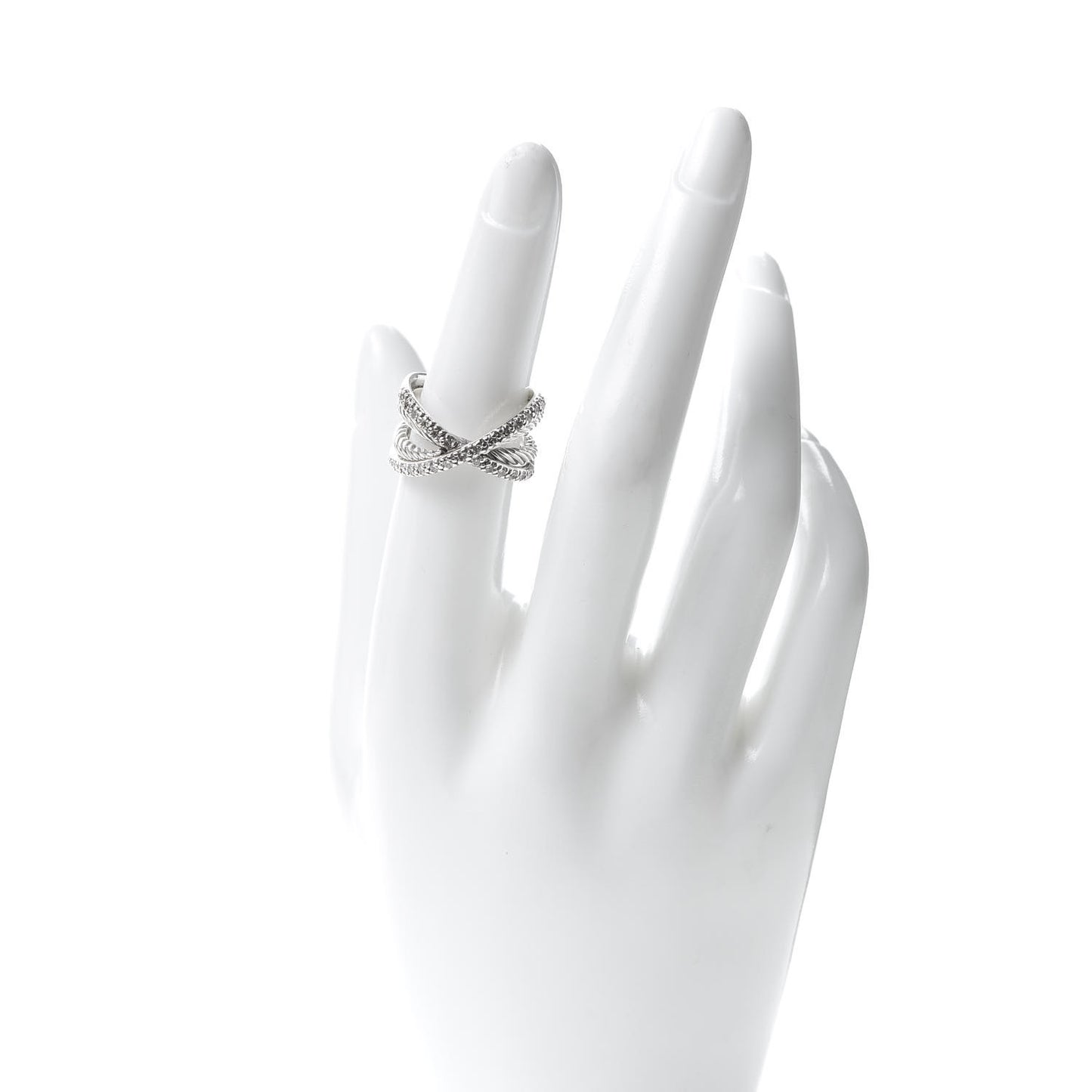 Sterling Silver Diamond X Crossover Cable Ring 52 6