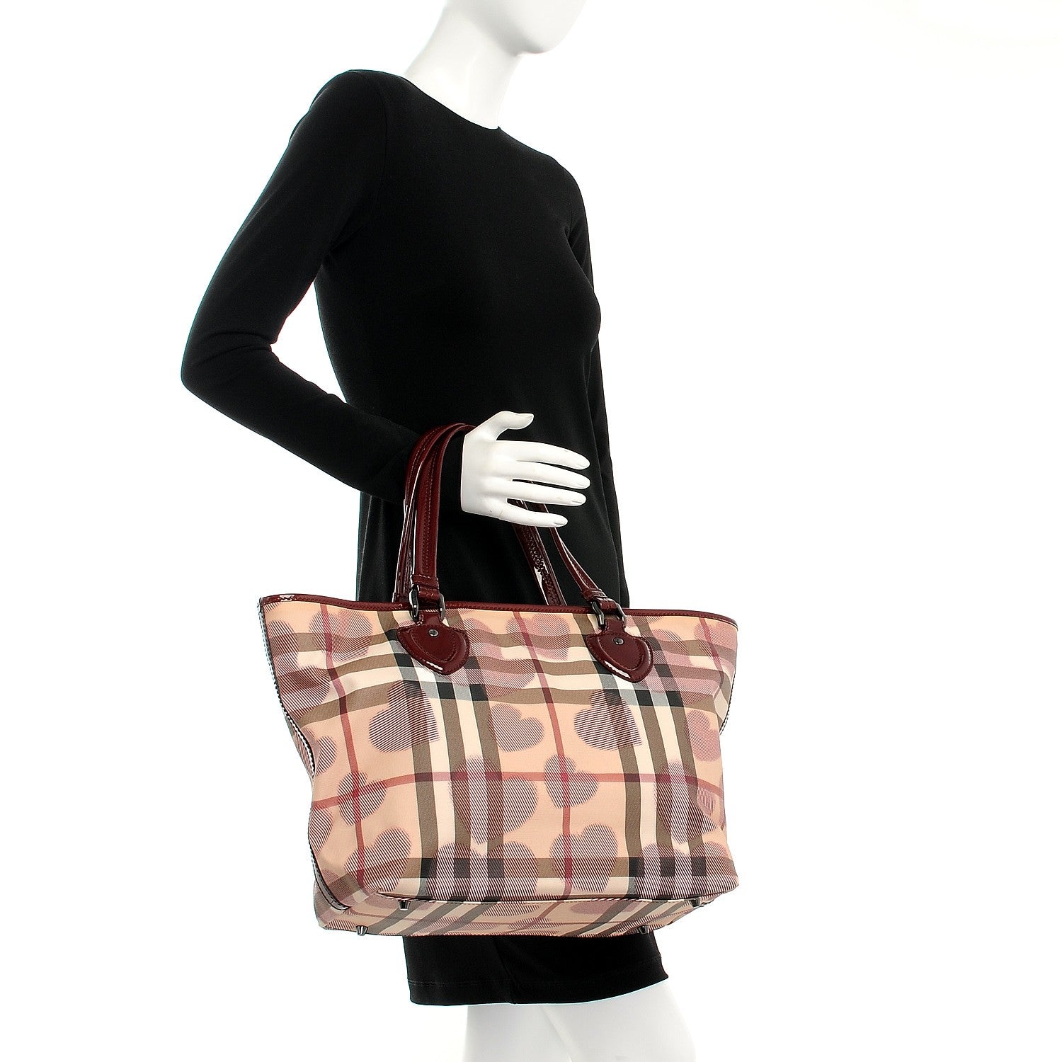 Burberry Nova Check Heart Gracie Diaper Tote Berry Red 2 of 8