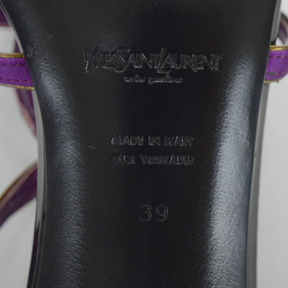 Saint Laurent Satin Heels 39 Purple Gold 5 of 6