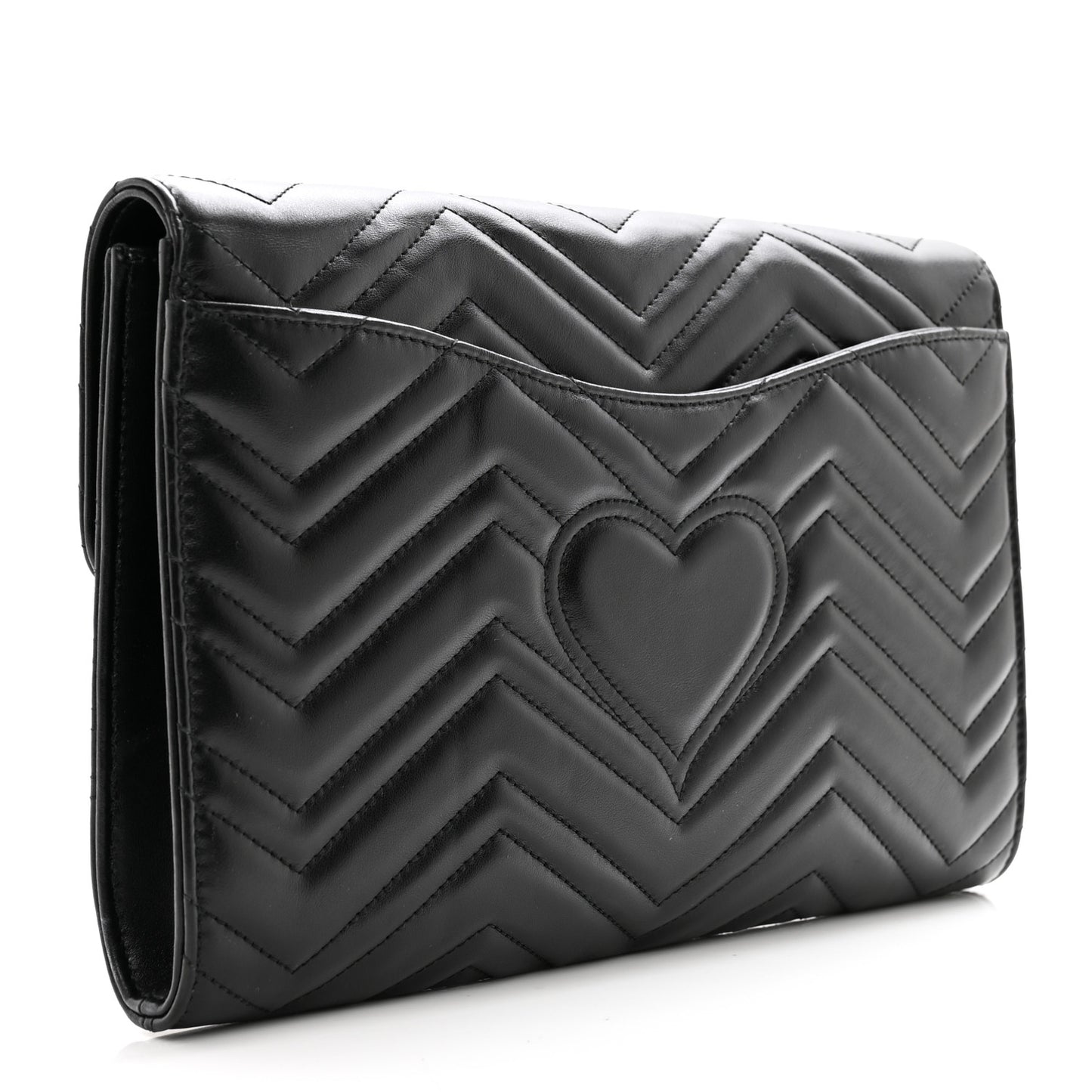 Calfskin Matelasse GG Marmont Clutch Black