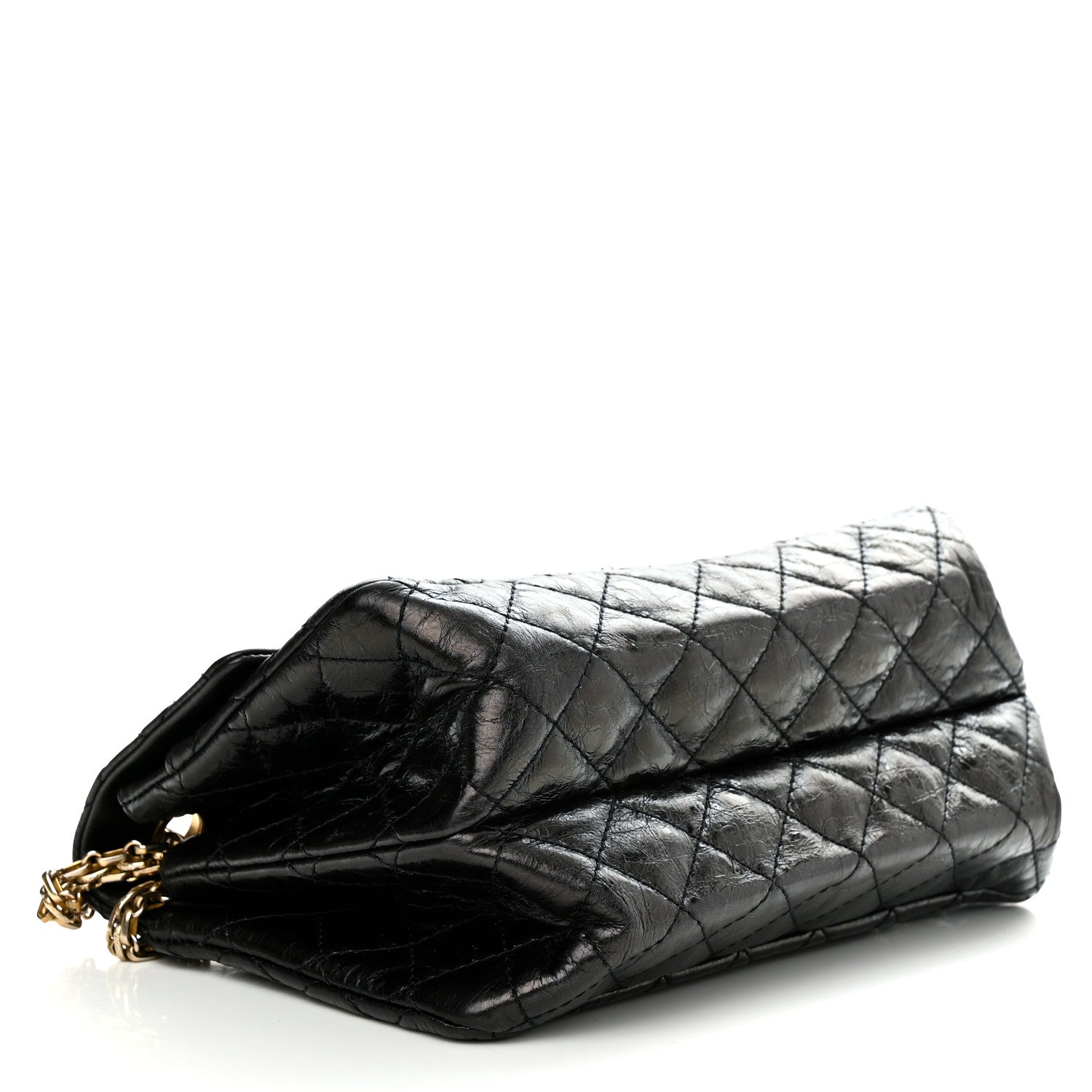 Chanel Aged Calfskin Quilted Double Compartment 2.55 Rayures Reissue 225 Flap Black 4 of 10