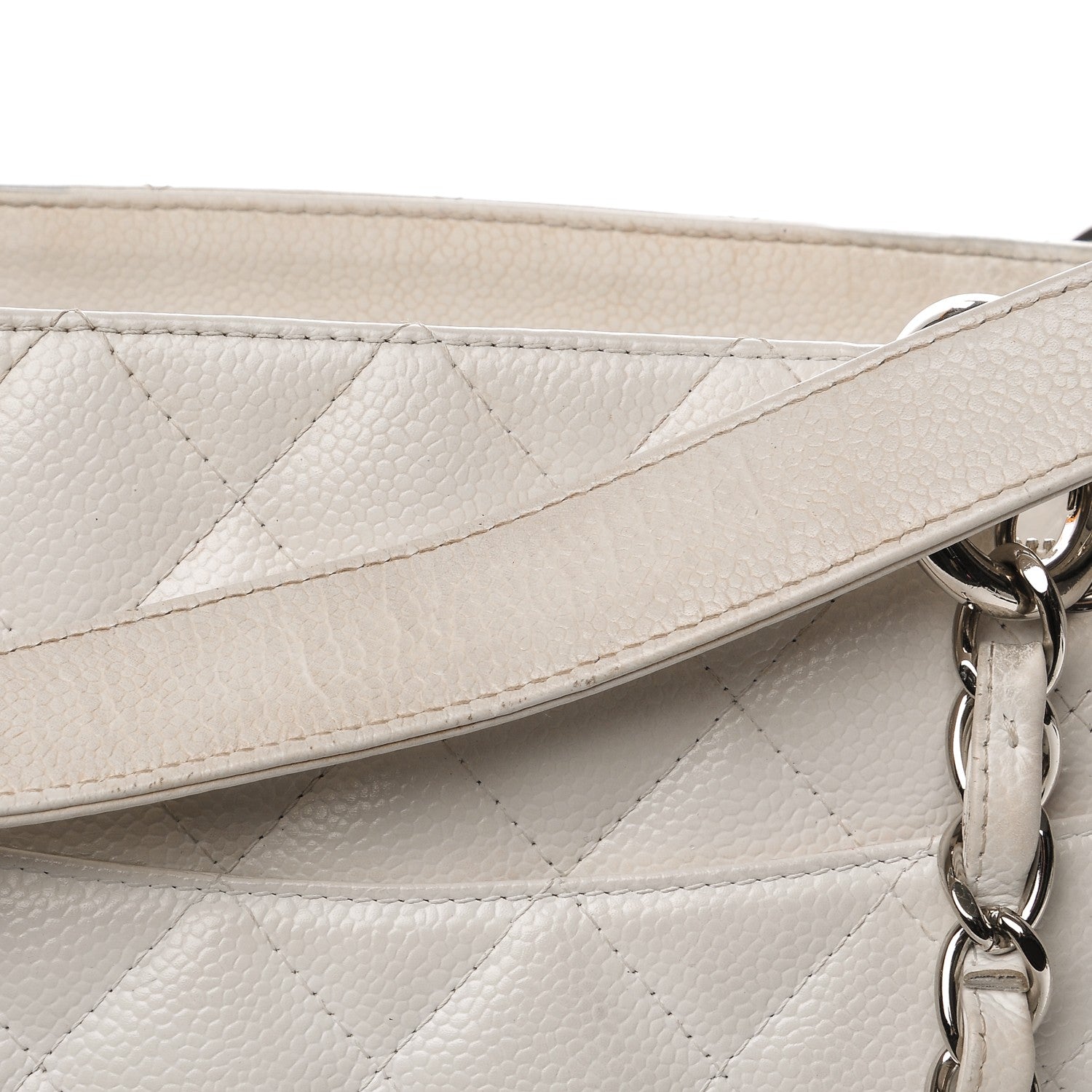 Chanel Caviar Quilted Grand Shopping Tote GST White 9 of 19