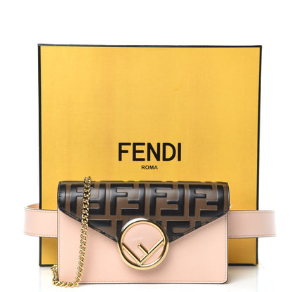 Fendi Vitello Cruise F is Fendi Bi-Color FF 1974 Embossed Envelope Belt Bag Maya Black Light Rose 13 of 13