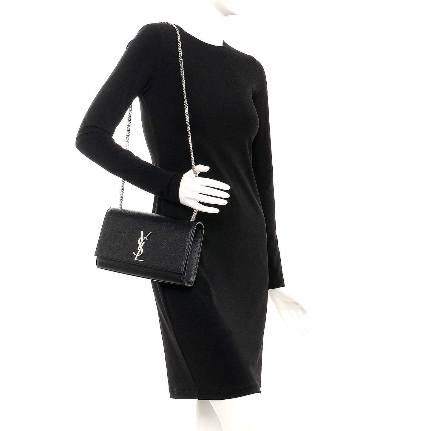 Grain De Poudre Medium Classic Monogram Kate Satchel Black