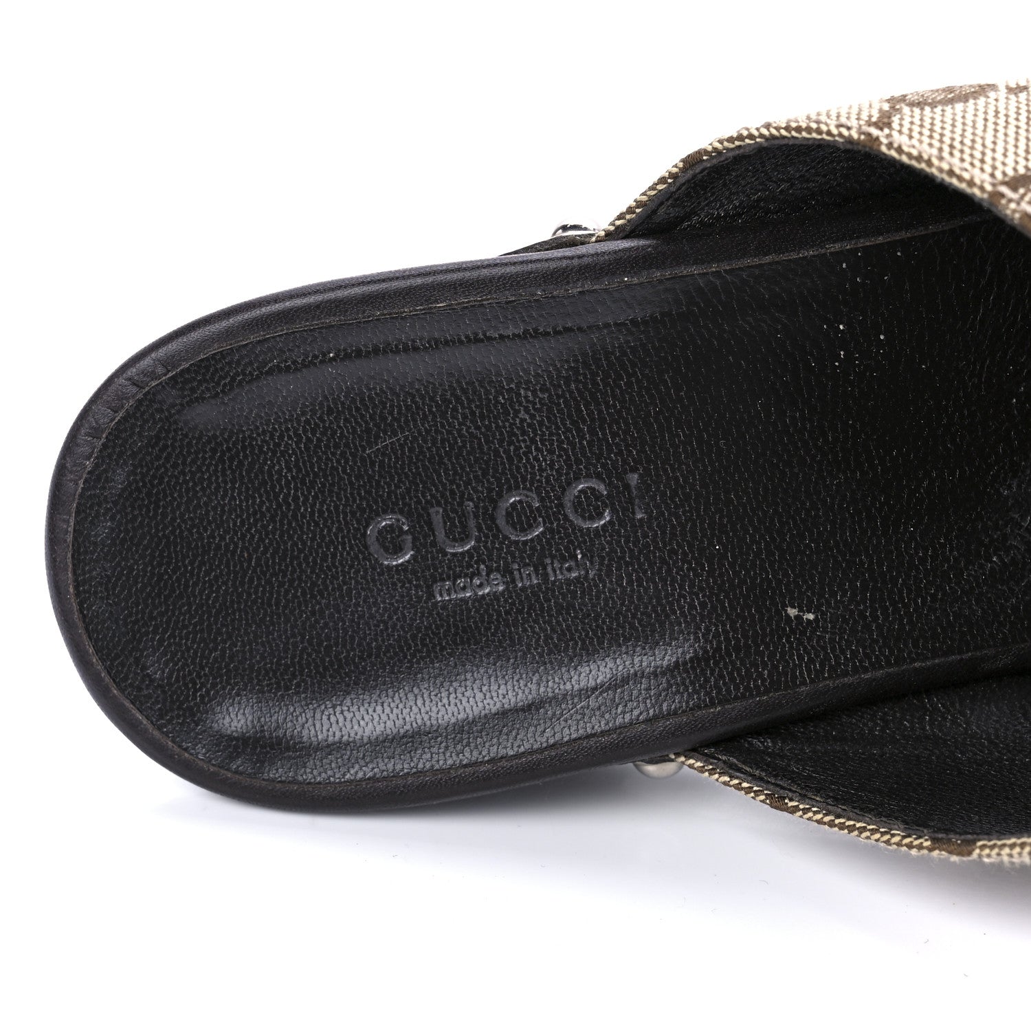 Gucci Monogram Cellarius Soft Calfskin Icon Bit Platform Clog High Heel Slide Sandals 37.5 Beige Ebony Cocoa 7 of 8