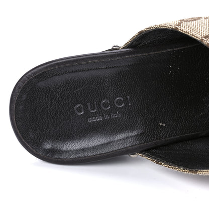 Gucci Monogram Cellarius Soft Calfskin Icon Bit Platform Clog High Heel Slide Sandals 37.5 Beige Ebony Cocoa 7 of 8