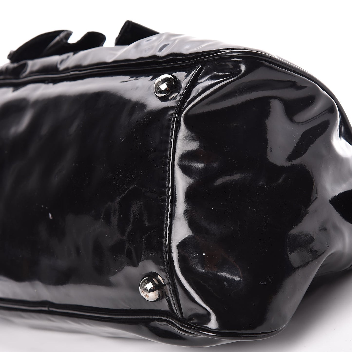 Patent Lacca Bow Bowler Tote Black