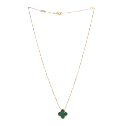 Van Cleef & Arpels 18K Yellow Gold Malachite Vintage Alhambra Pendant Necklace 2 of 5