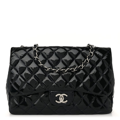 Chanel Patent Quilted Jumbo Single Flap Navy 1 of 12