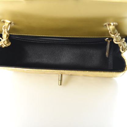 Chanel Metallic Calfskin Crocodile Embossed Cocodile Rectangular Mini Flap Gold 4 of 9