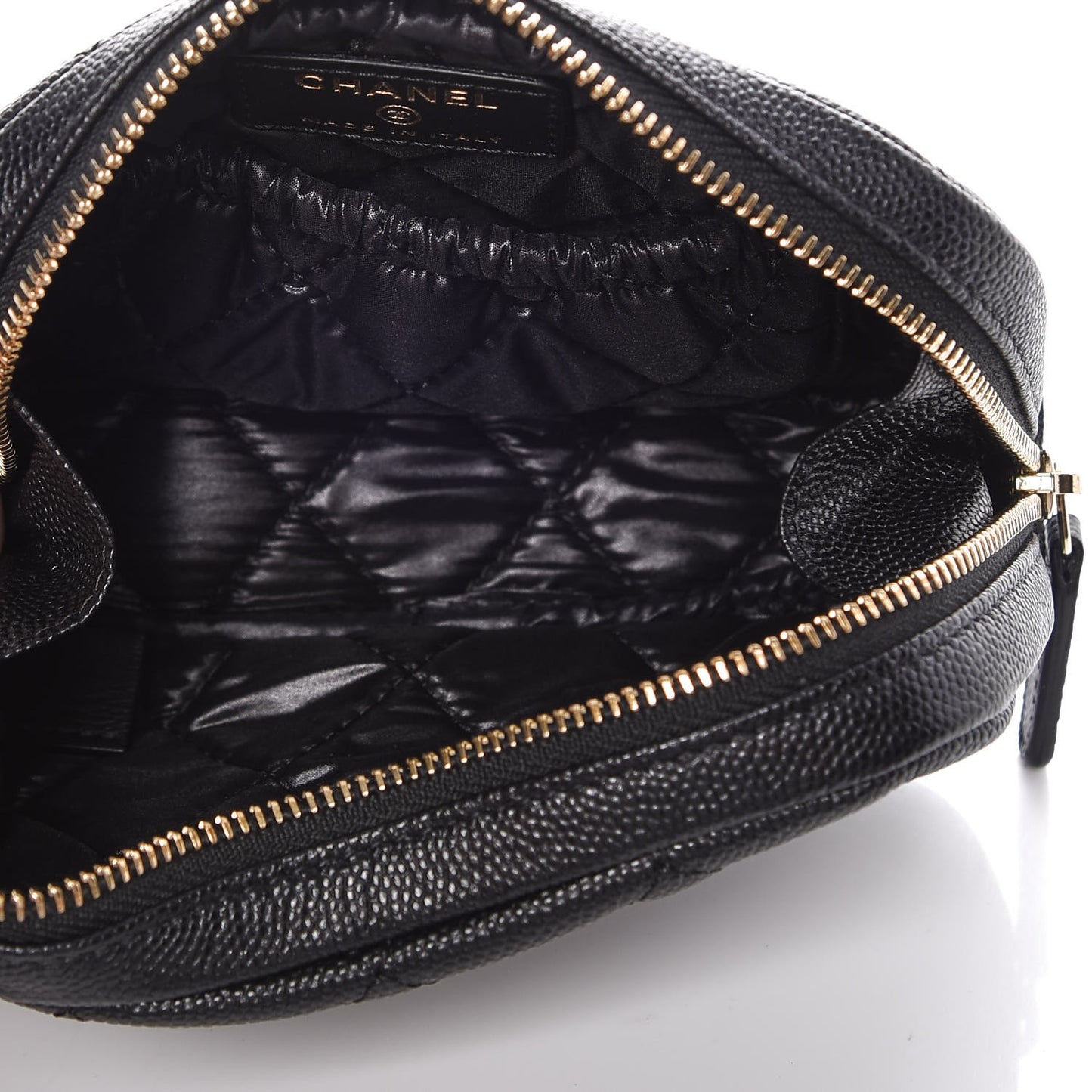 Caviar Quilted Small Curvy Pouch Cosmetic Case Black