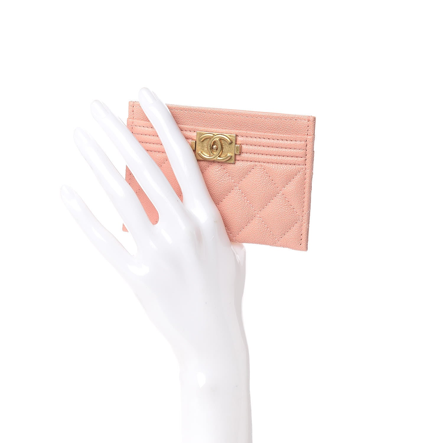Chanel Caviar Quilted Boy Card Holder Light Pink 2 of 9