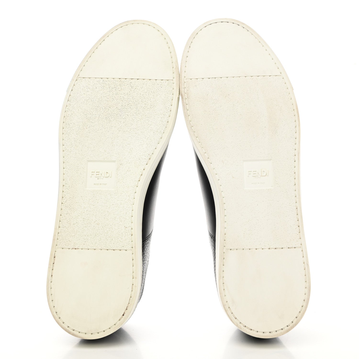 Fendi Calfskin Vitello FF Embossed Mens Low Top Sneakers 11 Black Yellow Ultra White 5 of 9