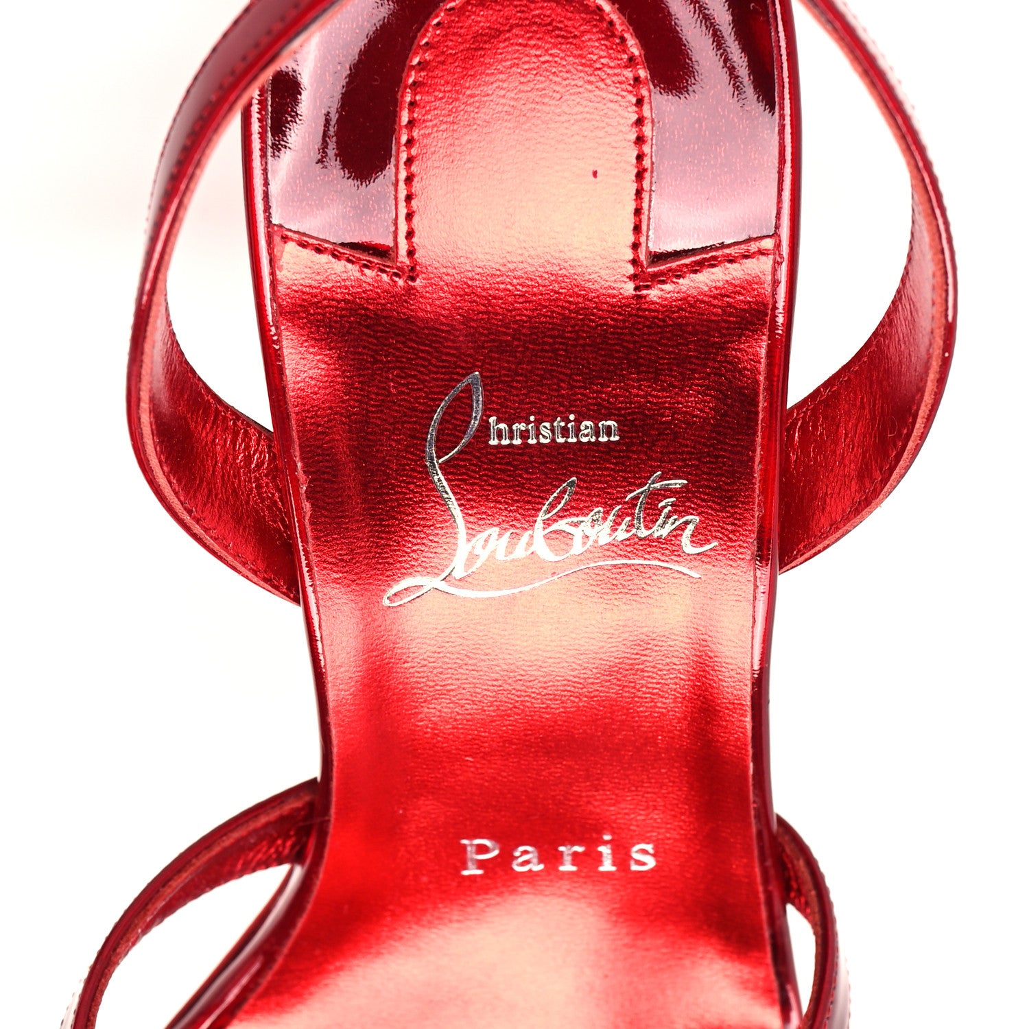 Christian Louboutin Metallic Patent Psychic Emilie 100 Slingback Sandals 39 Loubi 8 of 9