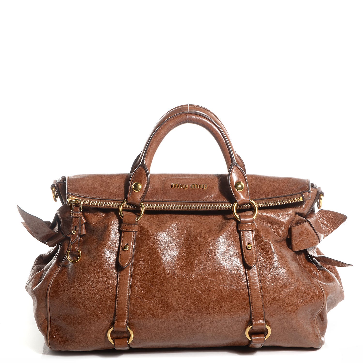 Miu Miu Vitello Lux Large Bow Bag Palissandro 1 of 9