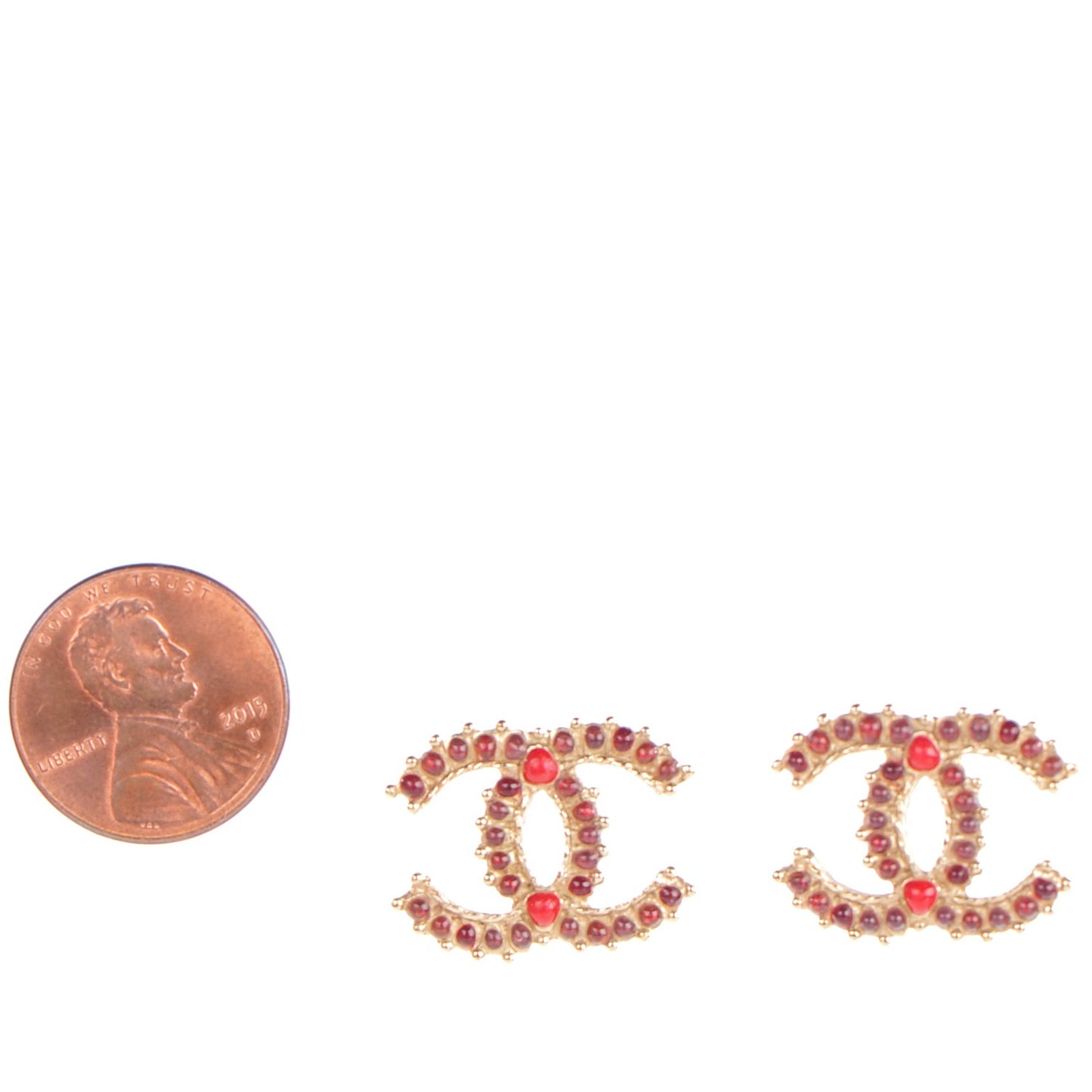 Enamel Poured Glass CC Earrings Gold