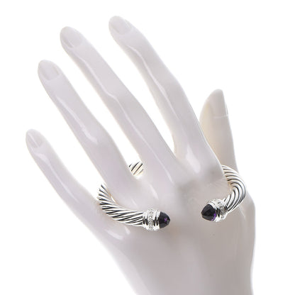 David Yurman Sterling Silver Diamond Amethyst 7mm Cable Classics Bracelet 2 of 5