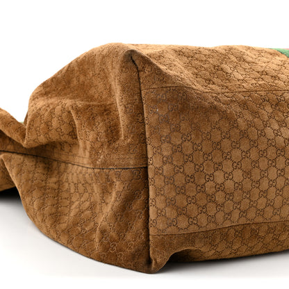 Gucci Suede GG Monogram Web Large Giglio Tote Brown 9 of 11