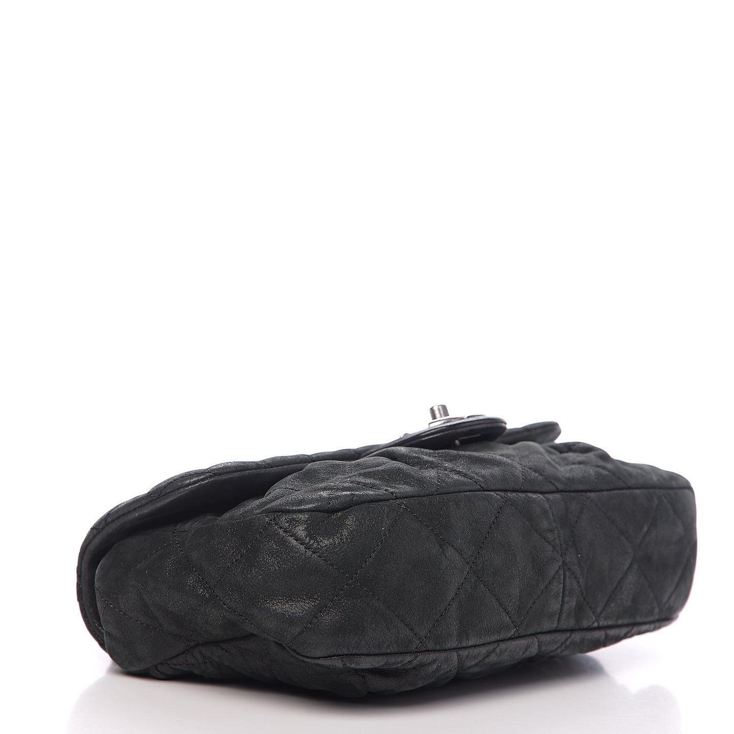Iridescent Calfskin Quilted East West Flap Black