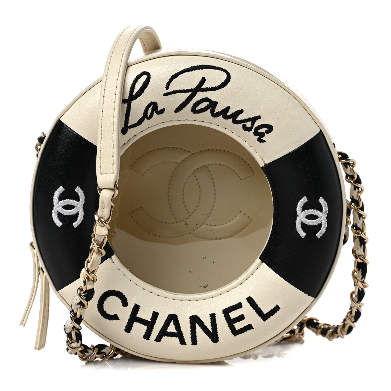 Chanel Lambskin Coco Lifesaver Round Bag Black White 1 of 6