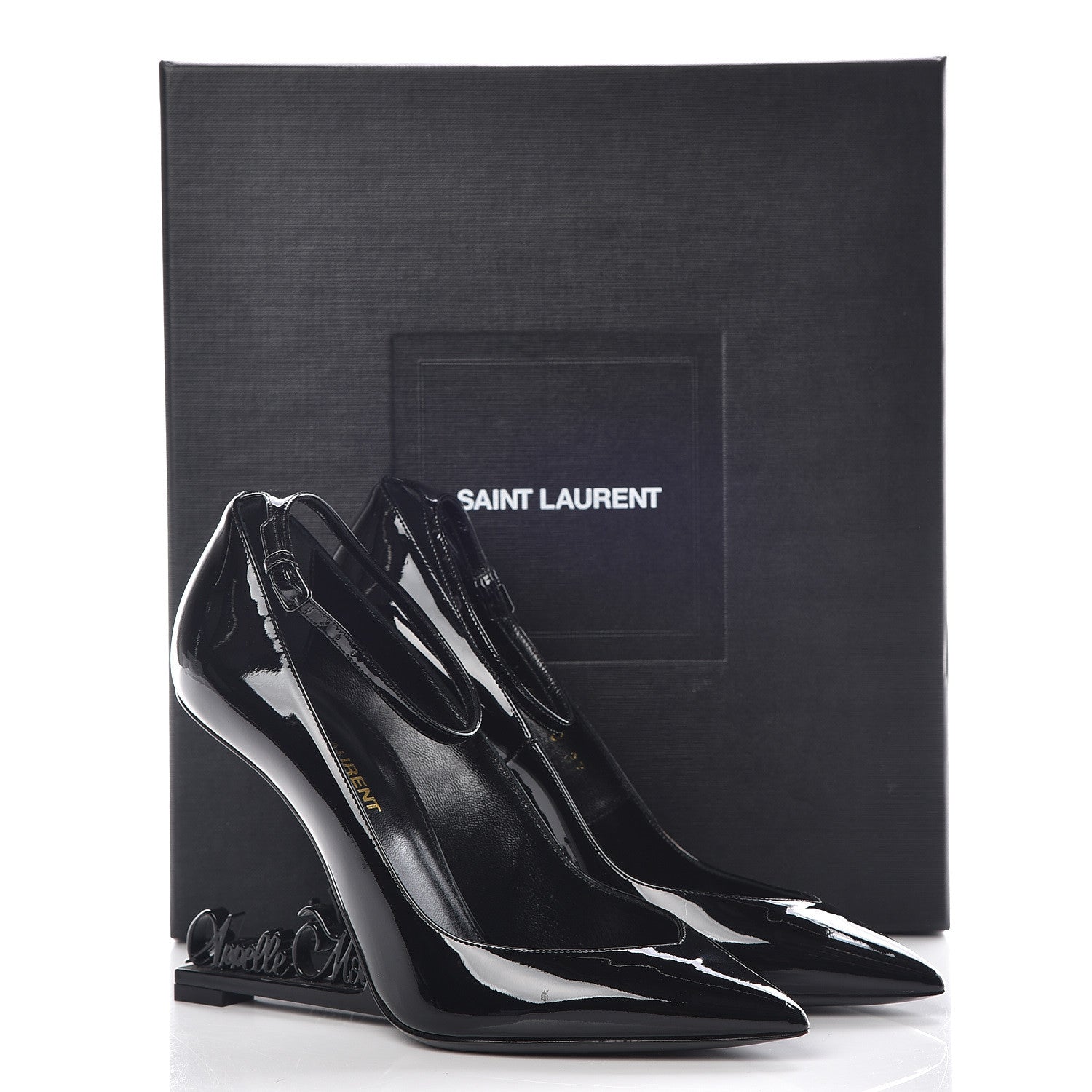 Saint Laurent Patent Opyum Appelle Moi Ankle Strap Pump 37 Black 11 of 11