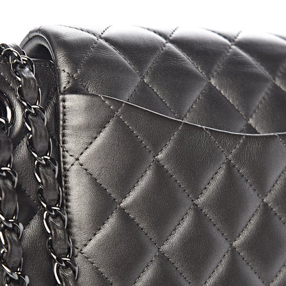 Chanel Metallic Calfskin Quilted Flap Tote Dark Silver 12 of 18