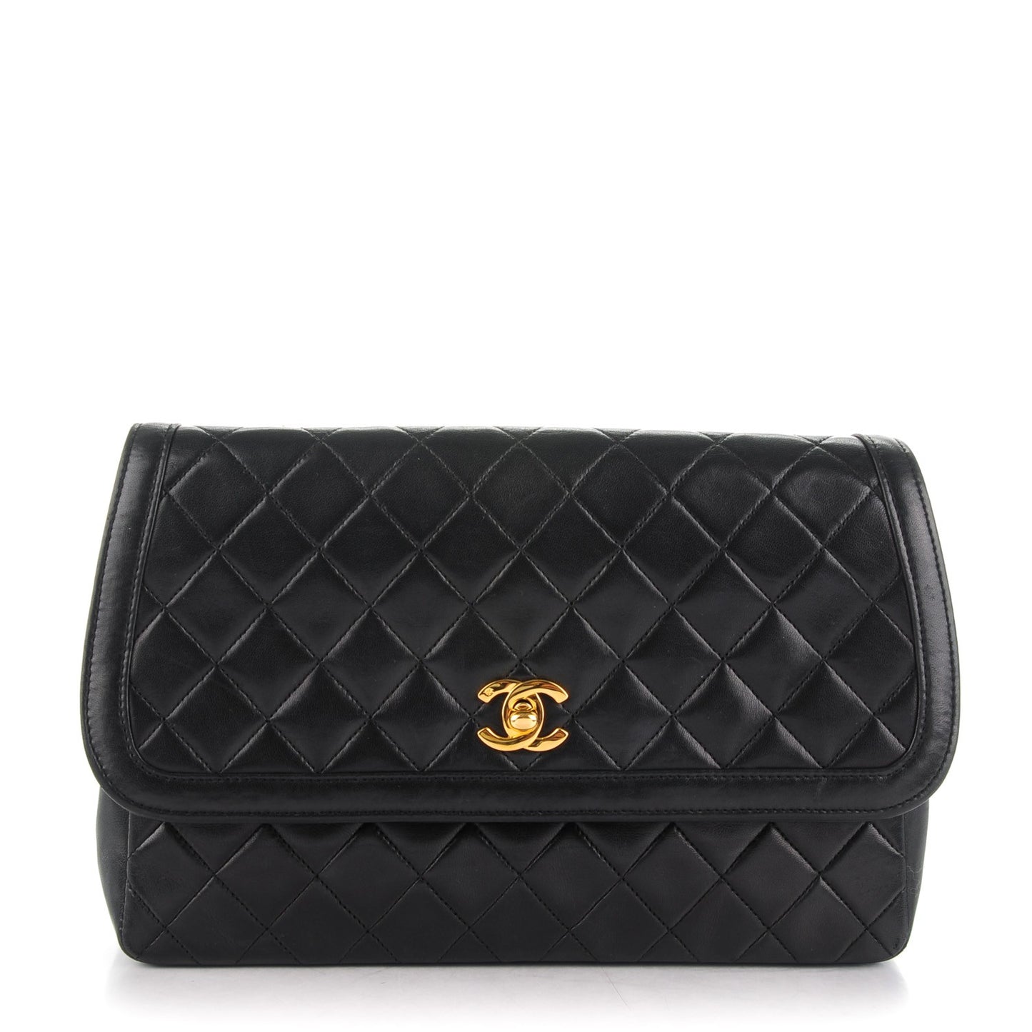 Lambskin Quilted Medium Single Flap Black