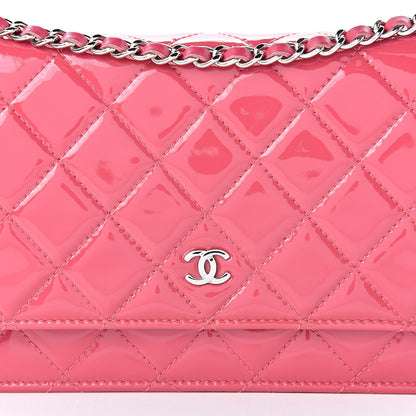 Chanel Patent Quilted Wallet On Chain WOC Fuchsia 9 of 12
