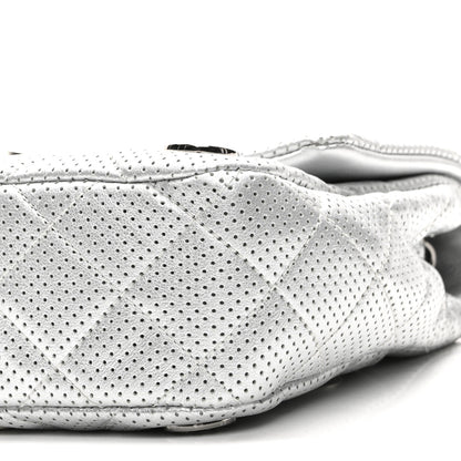 Chanel Perforated Metallic Lambskin Small CC Medals Flap Silver 10 of 10