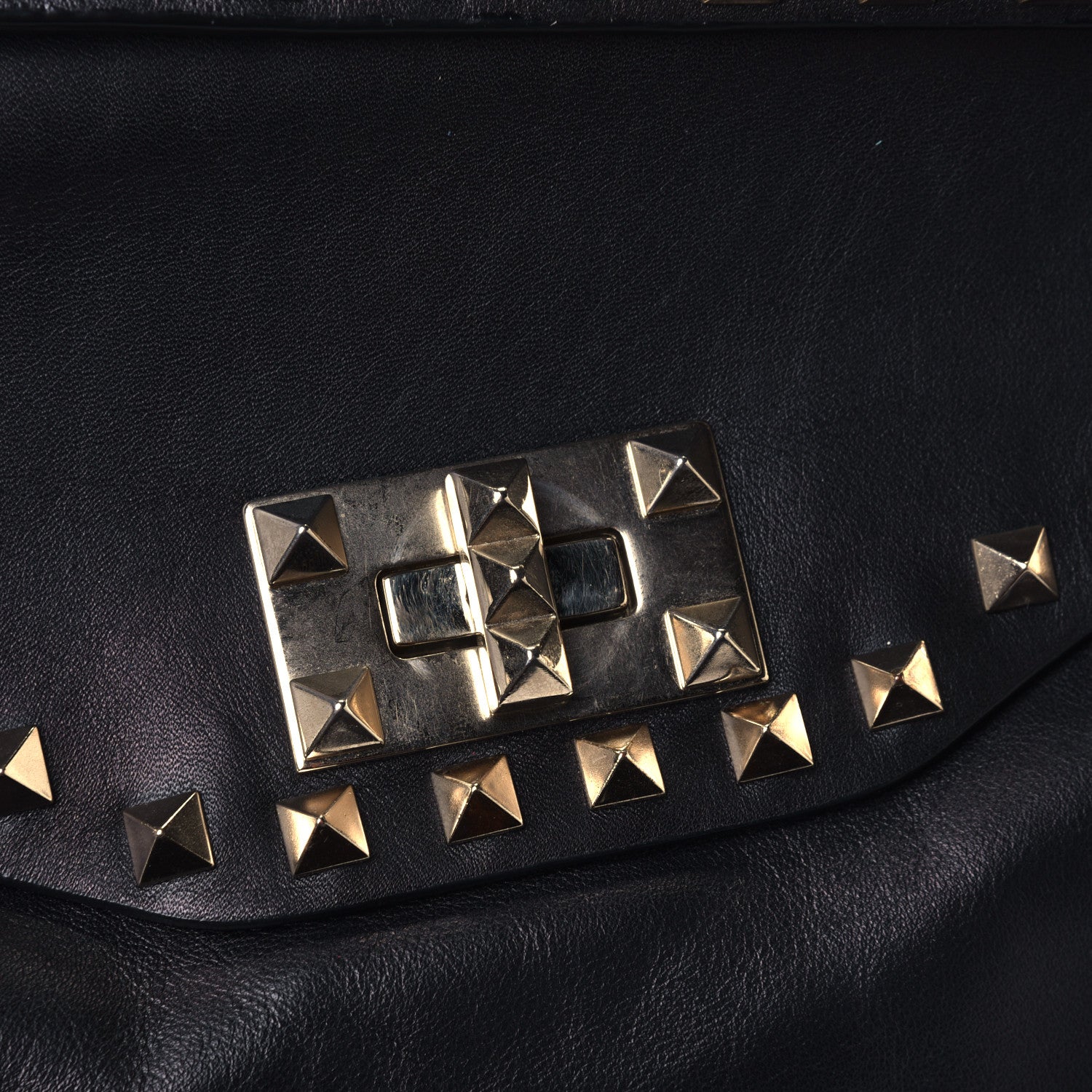 Valentino Garavani Vitello Rockstud Single Handle Flap Tote Black 5 of 7
