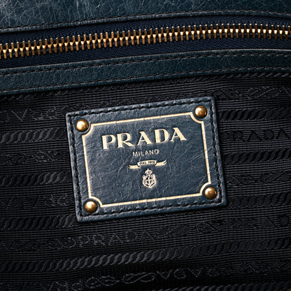 Prada Vitello Shine Shopping Satchel Denim 6 of 12