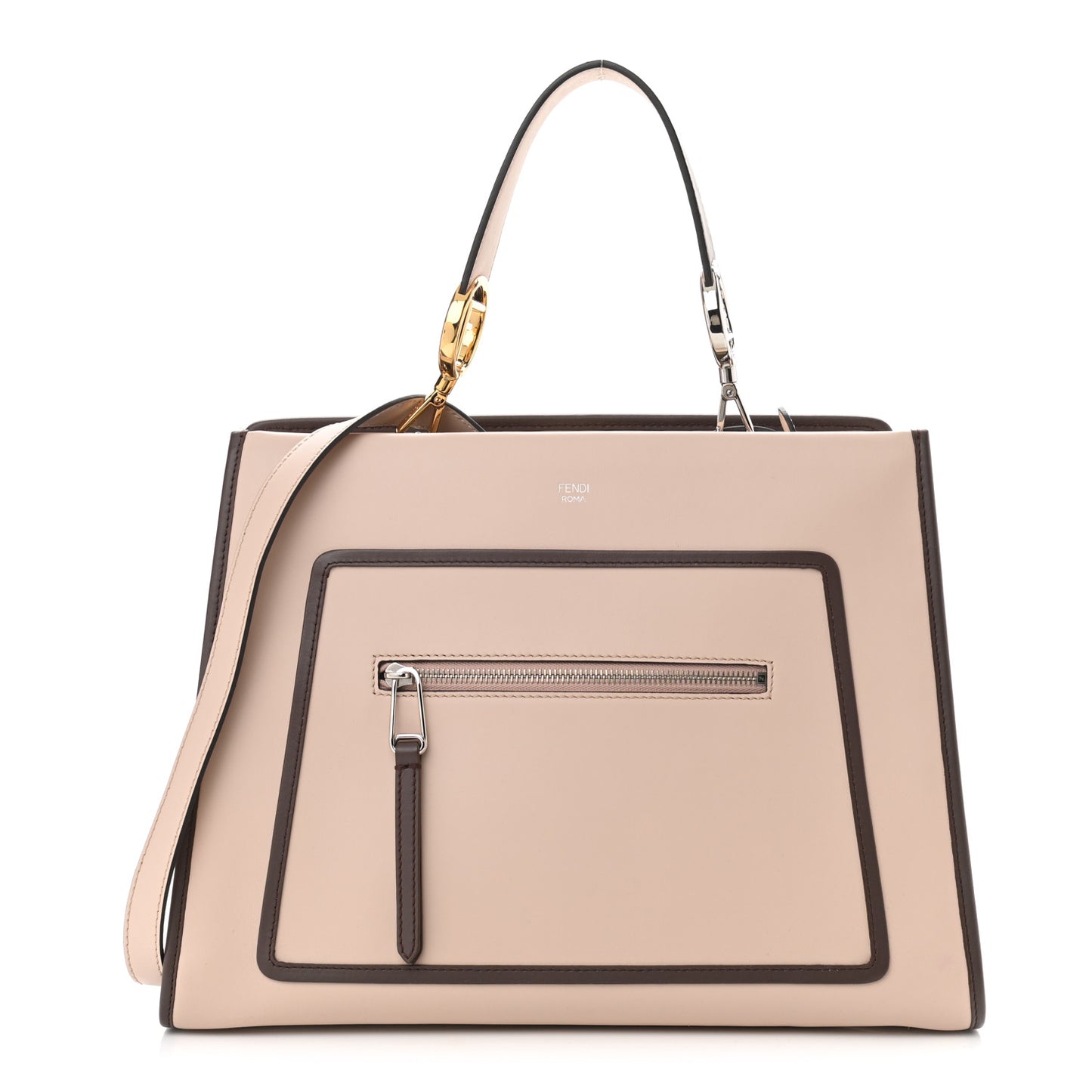 Vitello Century Opaco F is Fendi Bi-Color Regular Runaway Satchel Soap Moresco