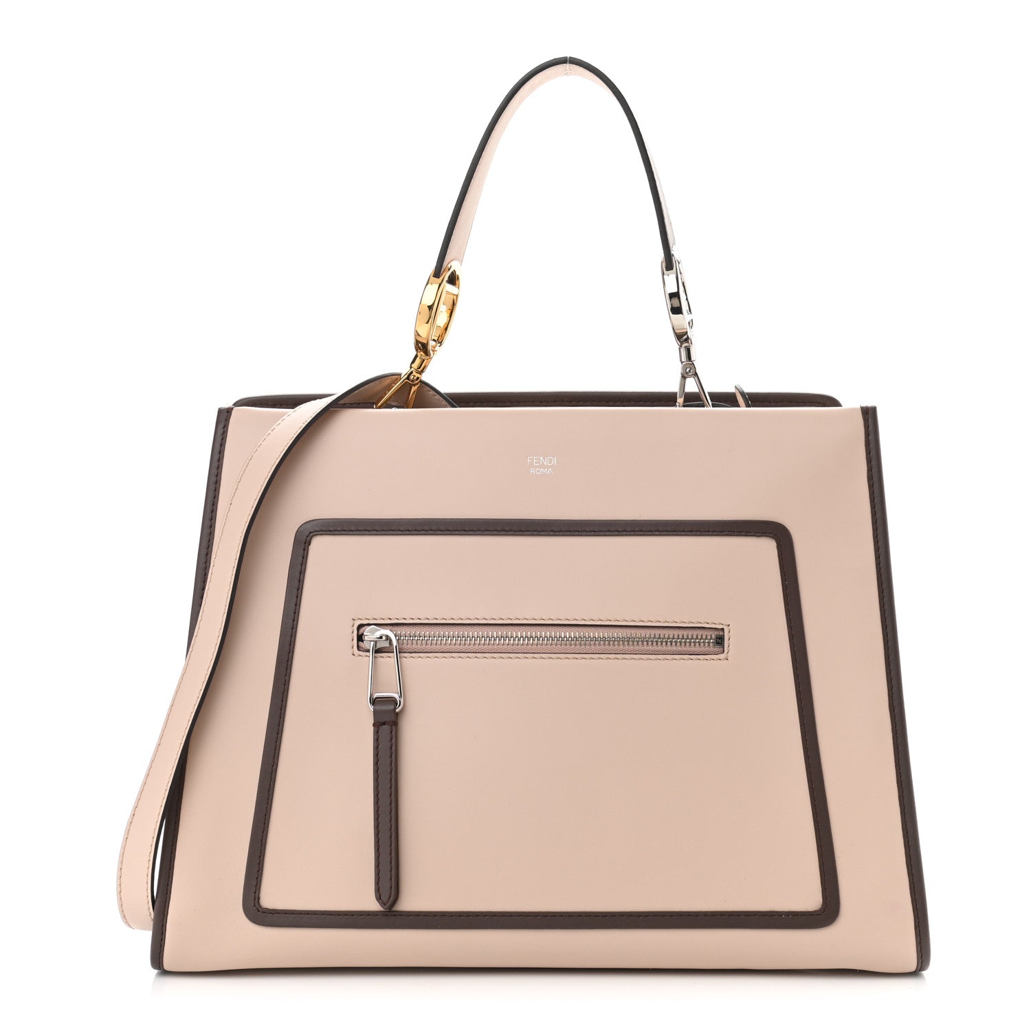 Fendi Vitello Century Opaco F is Fendi Bi-Color Regular Runaway Satchel Soap Moresco 1 of 10