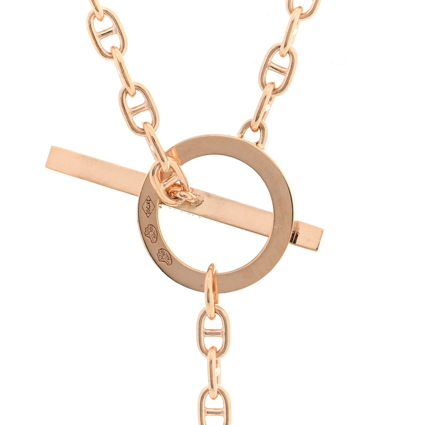 18K Rose Gold Diamond GM Chaine D'Ancre Contour Pendant Necklace ST