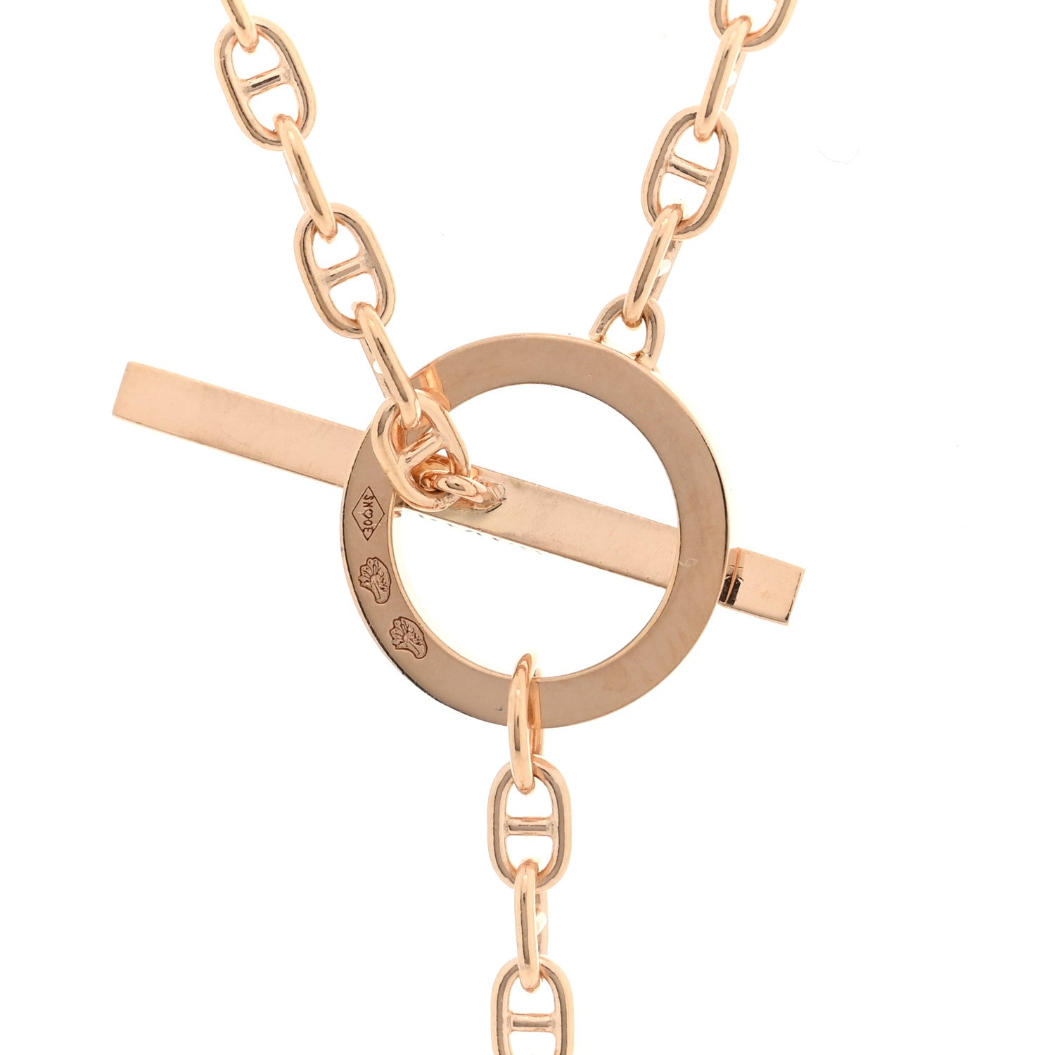 Hermes 18K Rose Gold Diamond GM Chaine D'Ancre Contour Pendant Necklace ST 4 of 5