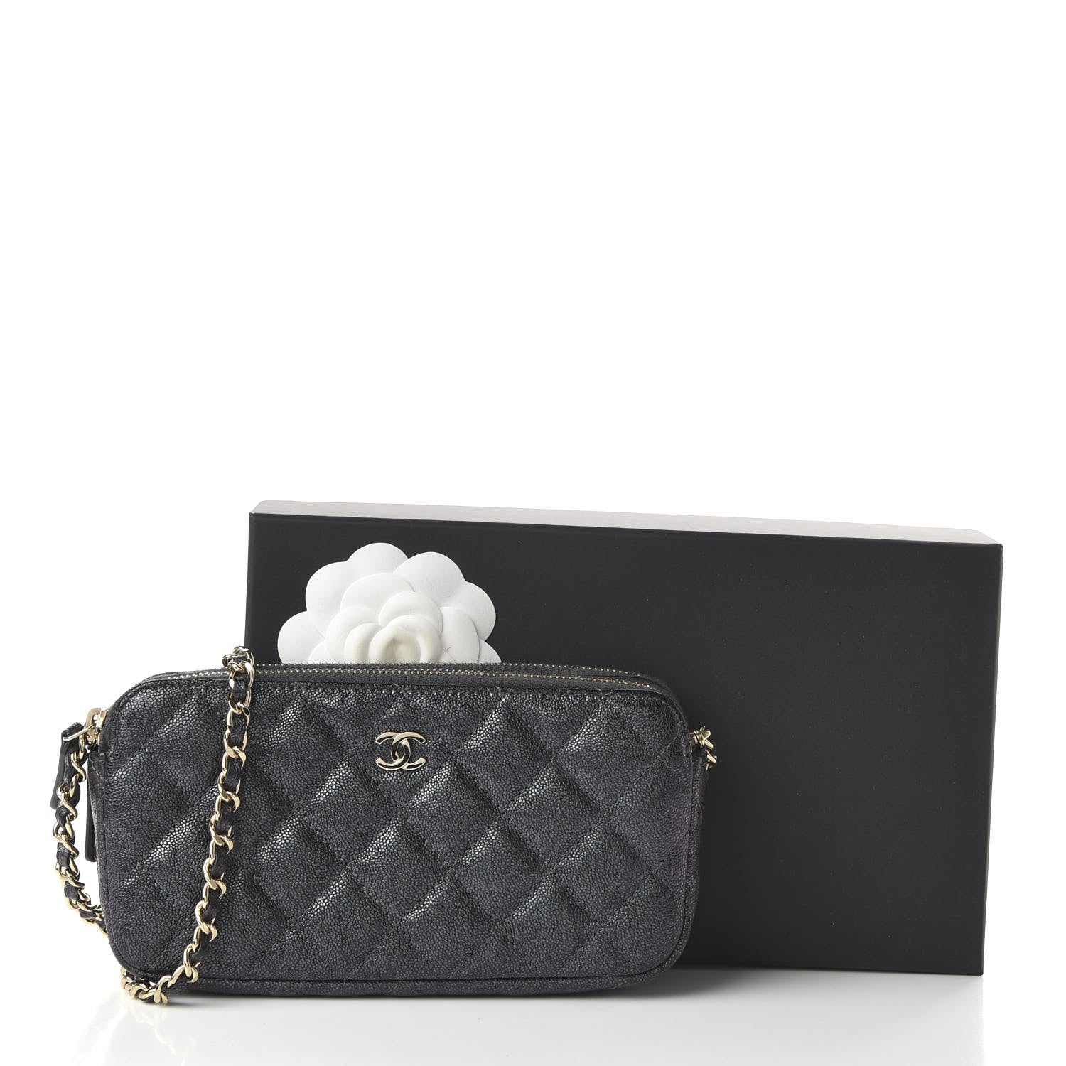 Chanel Iridescent Caviar Quilted Small Clutch With Chain Black 12 of 12