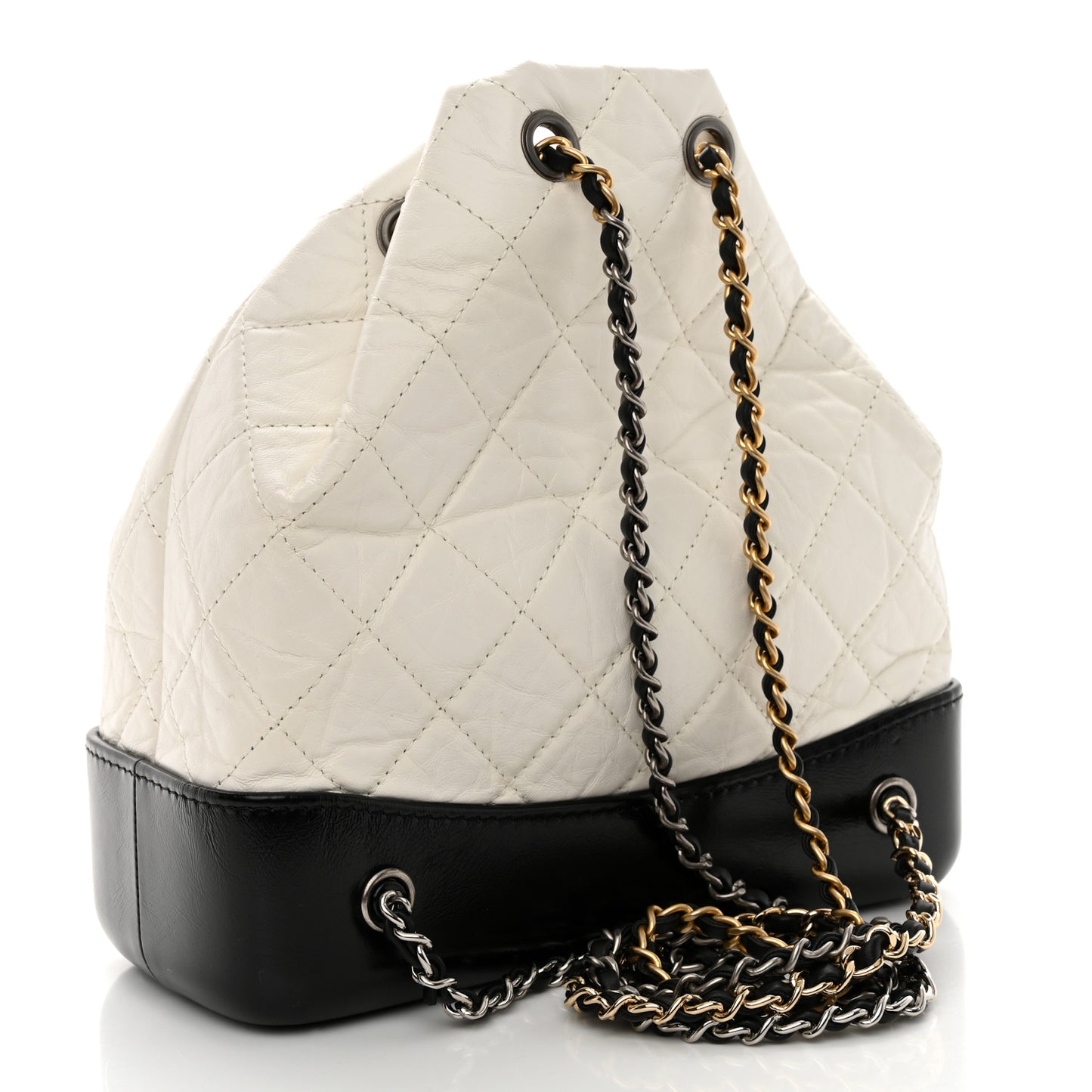 Aged Calfskin Quilted Small Gabrielle Backpack Black White