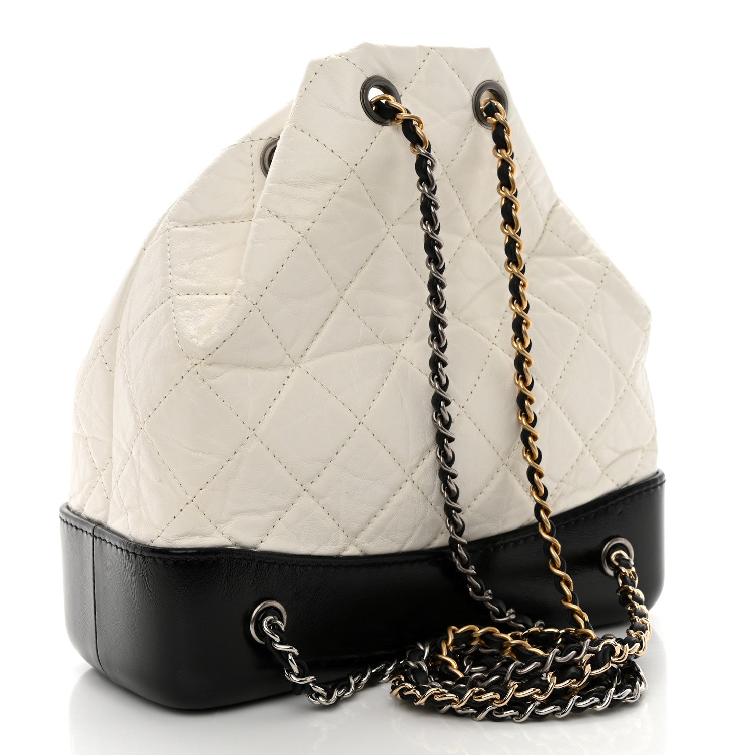 Chanel Aged Calfskin Quilted Small Gabrielle Backpack Black White 3 of 10