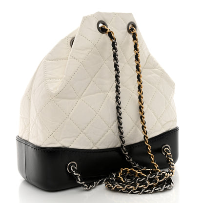 Chanel Aged Calfskin Quilted Small Gabrielle Backpack Black White 3 of 10