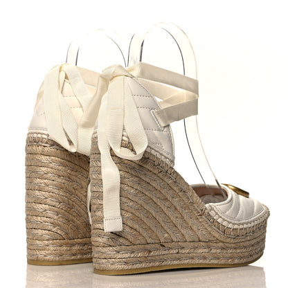 Gucci Nappa Matelasse GG Marmont Ankle Wrap Platform 35/120mm Espadrille Wedges 35 Great White 4 of 8