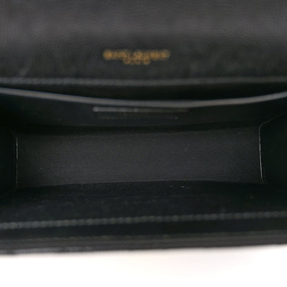 Saint Laurent Grain De Poudre Textured Mixed Matelasse Triquilt Medium Monogram Satchel Black 5 of 9