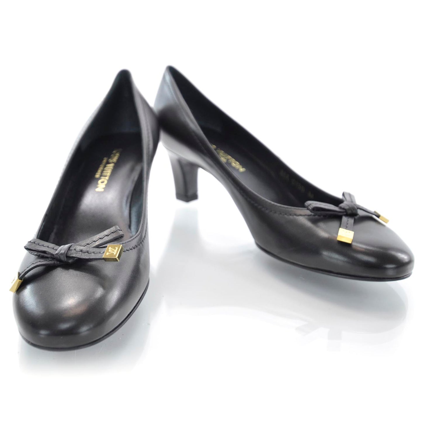 Leather Bow Heels 36 Black
